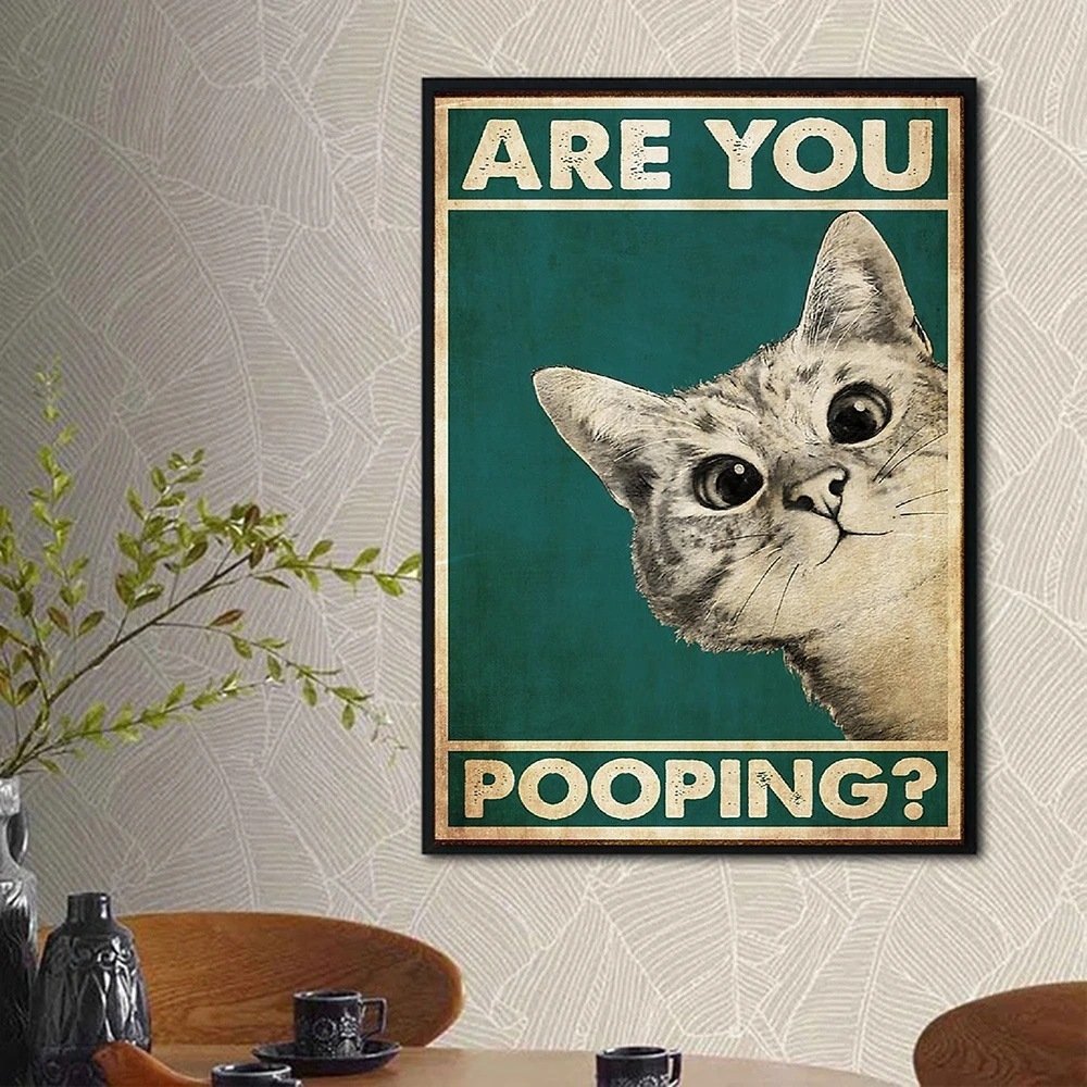 Funny Cat Bathroom Wall Art