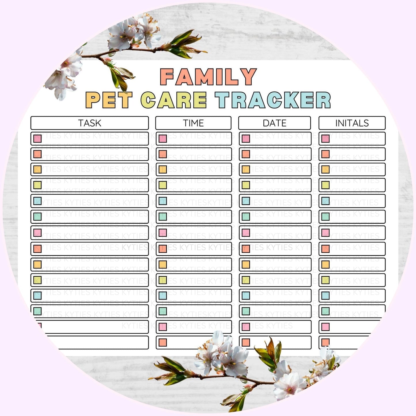 Printable Daily Family Cat Care Chart – Feeding & Chore Tracker