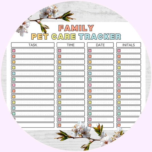 Printable Daily Family Cat Care Chart – Feeding & Chore Tracker