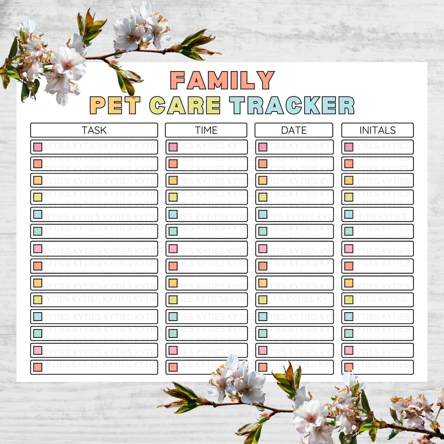 Printable Daily Family Cat Care Chart – Feeding & Chore Tracker