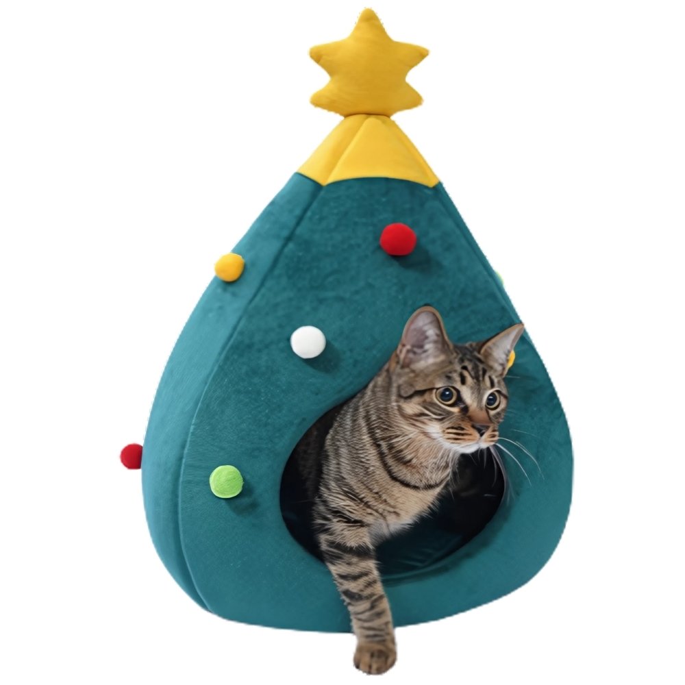 Cat Christmas Tree Bed – Festive Holiday Hideaway