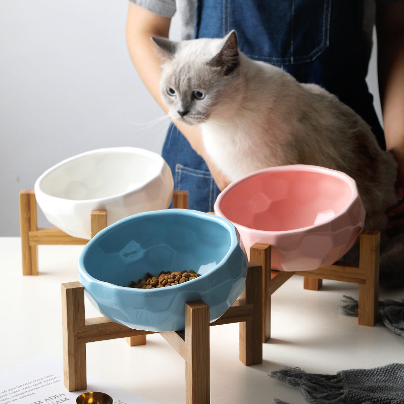 Oblique Mouth Pet Bowl with Rack