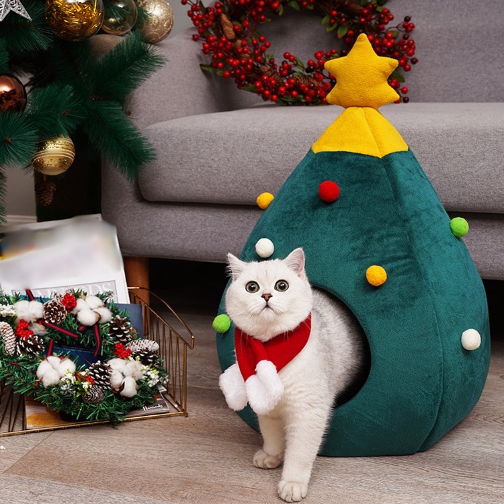 Cat Christmas Tree Bed – Festive Holiday Hideaway
