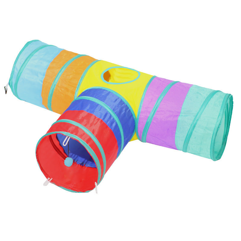 3-Way Collapsible Cat Tunnel with Toy Set