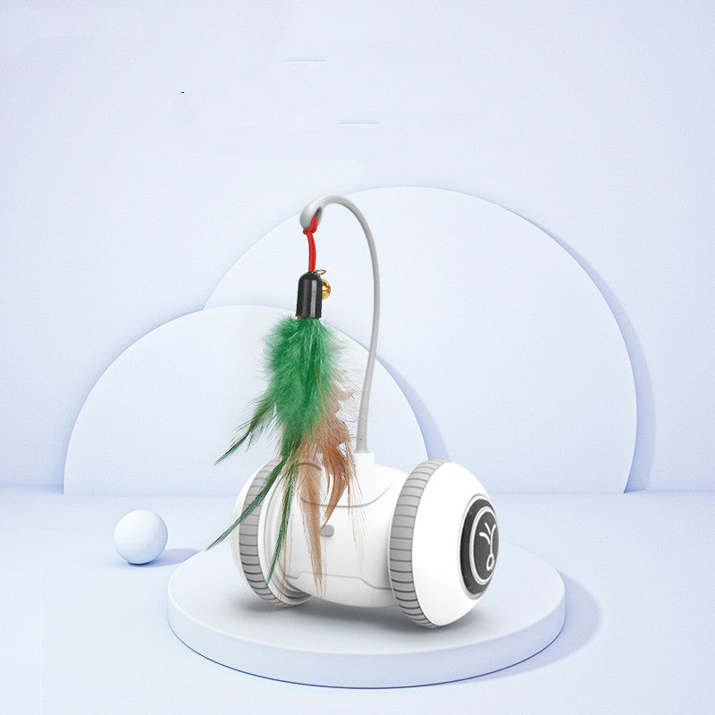Interactive Robotic Cat Toy with Interchangeable Feather Heads