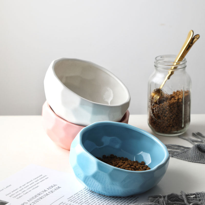 Oblique Mouth Pet Bowl with Rack