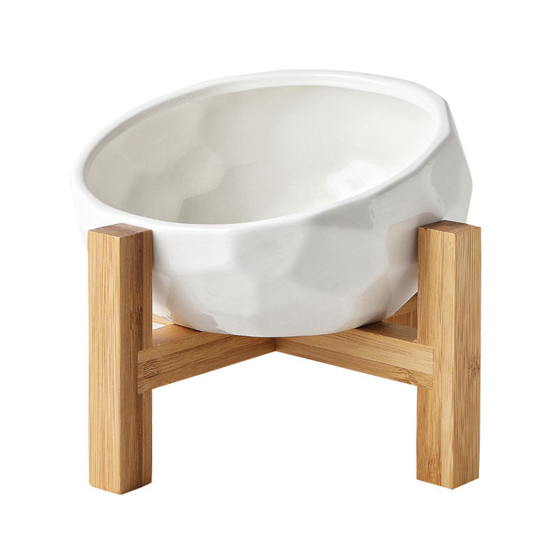 Oblique Mouth Pet Bowl with Rack