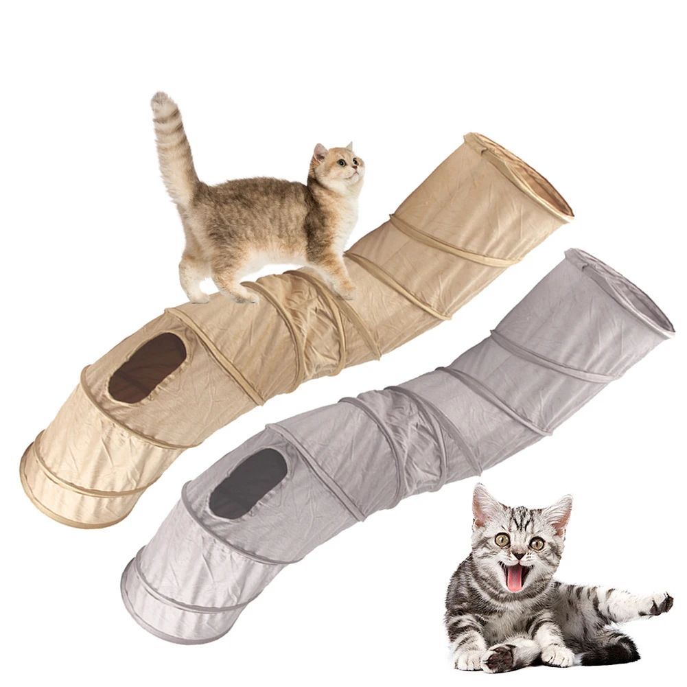 Collapsible S-Shape Cat Tunnel - Interactive Play Tube for Small Pets