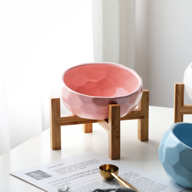 Oblique Mouth Pet Bowl with Rack
