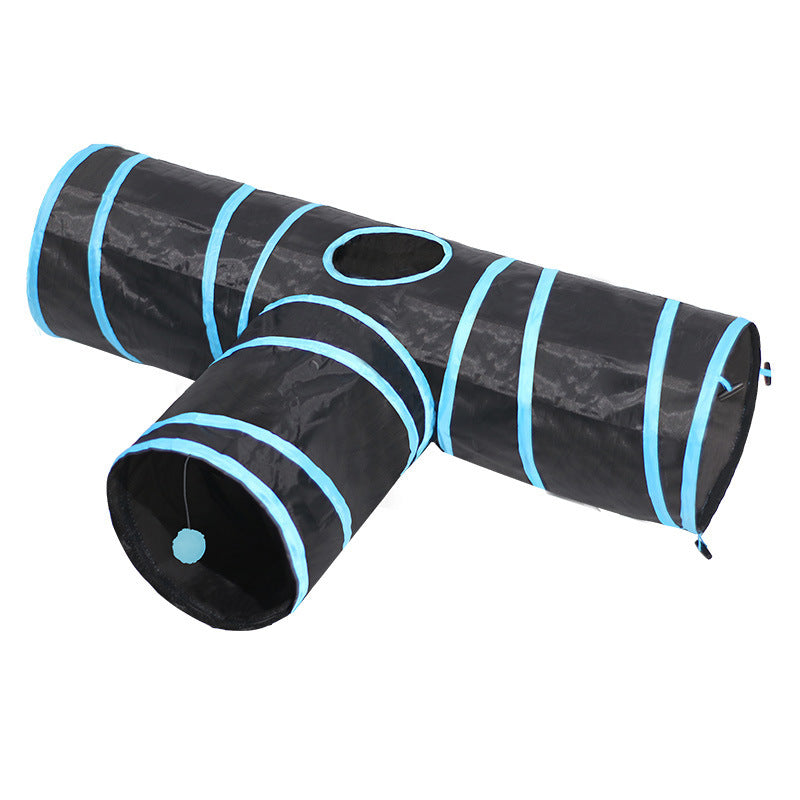 3-Way Collapsible Cat Tunnel with Toy Set