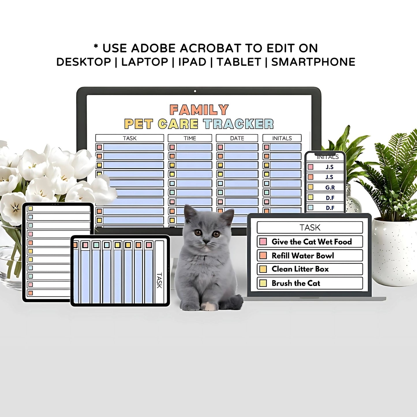 Printable Daily Family Cat Care Chart – Feeding & Chore Tracker