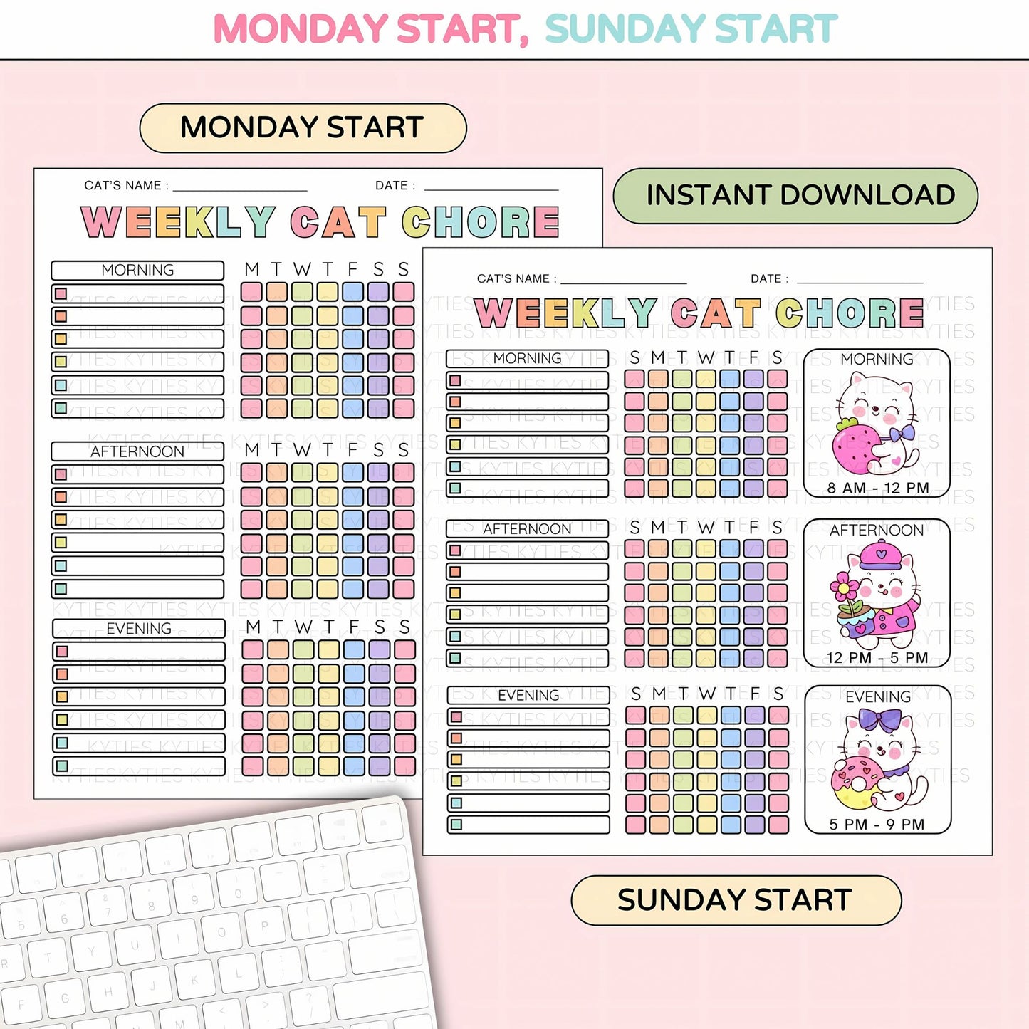 Printable Weekly Cat Care Chart – Feeding & Chore Tracker