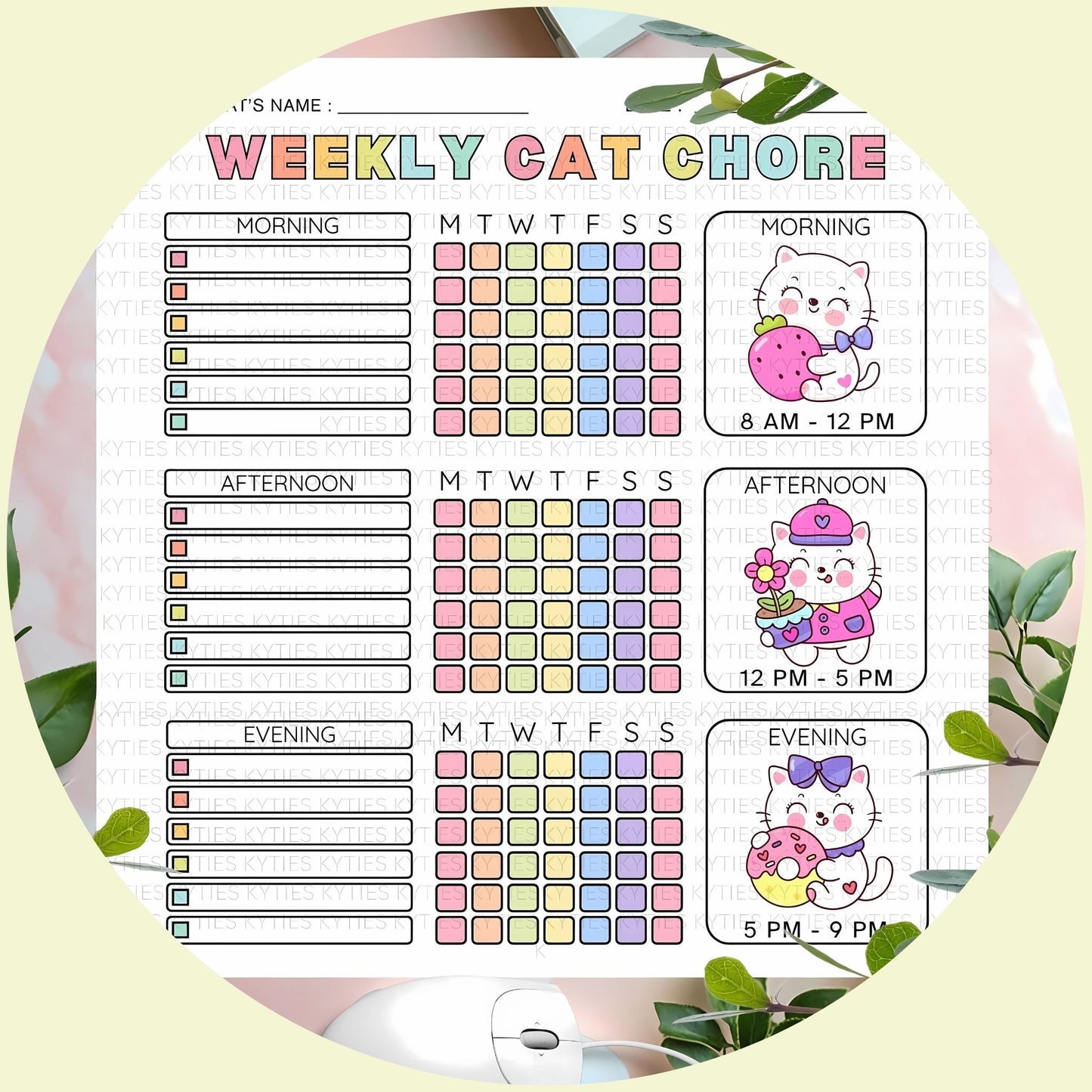 Printable Weekly Cat Care Chart – Feeding & Chore Tracker