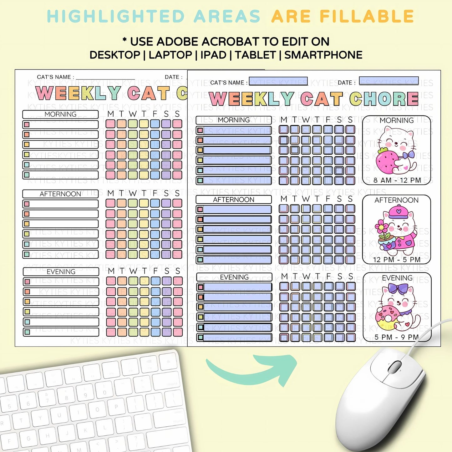 Printable Weekly Cat Care Chart – Feeding & Chore Tracker