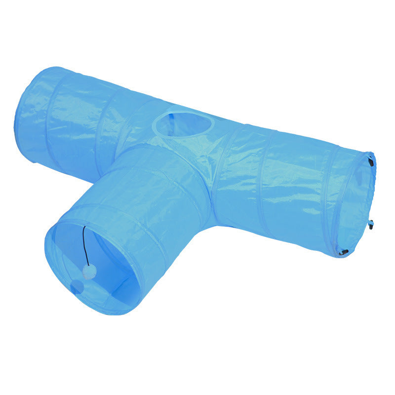 3-Way Collapsible Cat Tunnel with Toy Set